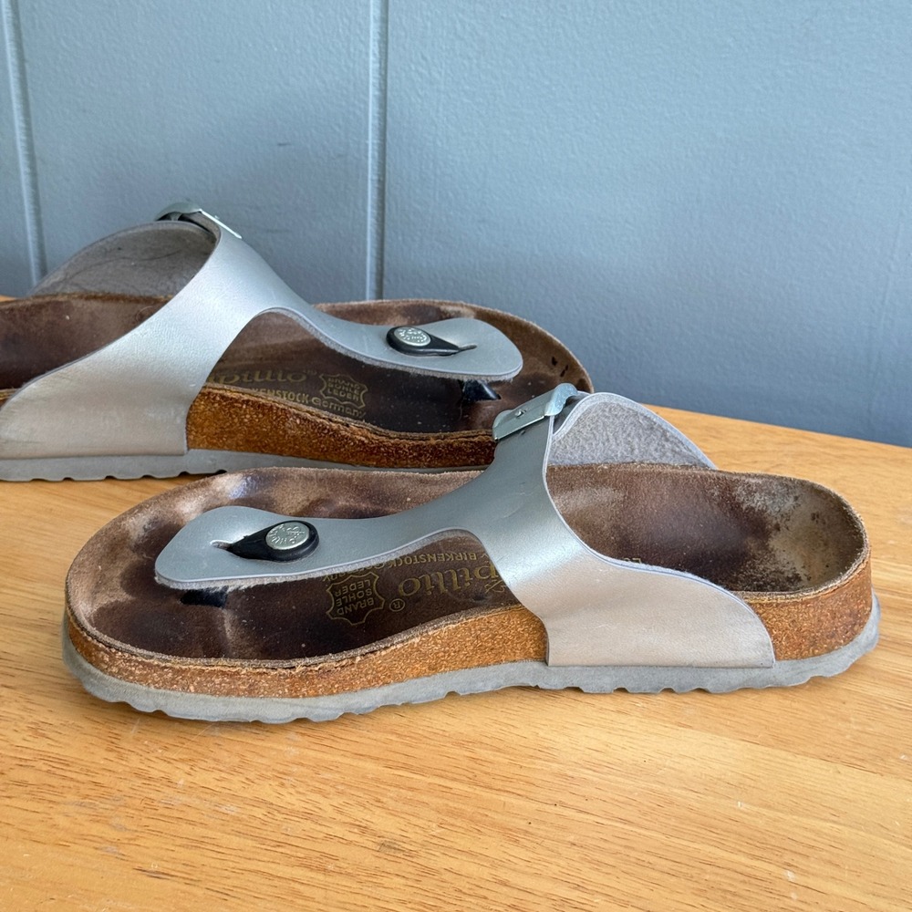 Papillio Birkenstock Gizeh Silver Metallic Thong Sandal EU 36 US 5.5 Womens - Picture 9 of 9